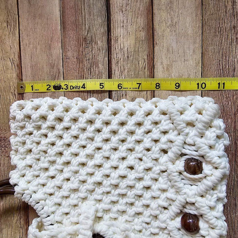 Vintage Retro Handmade Macramé Crochet handbag with Beads Boho Bohemian Grandma - Picture 8 of 12